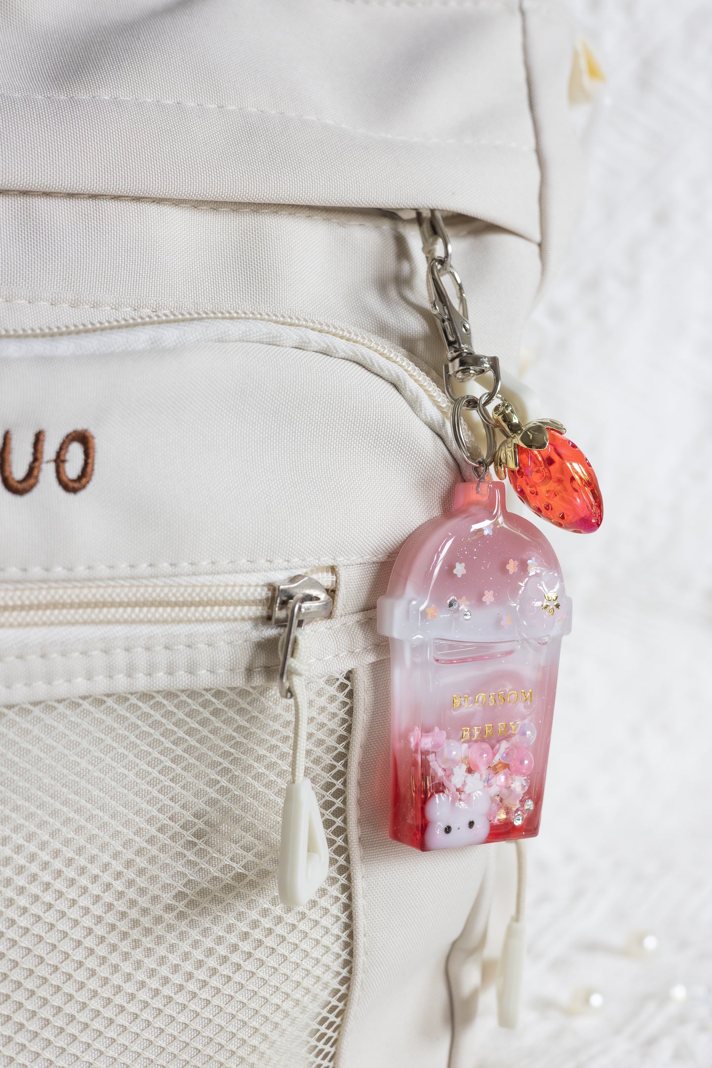 Cafe Blossom Berry Boba Tea Keychain