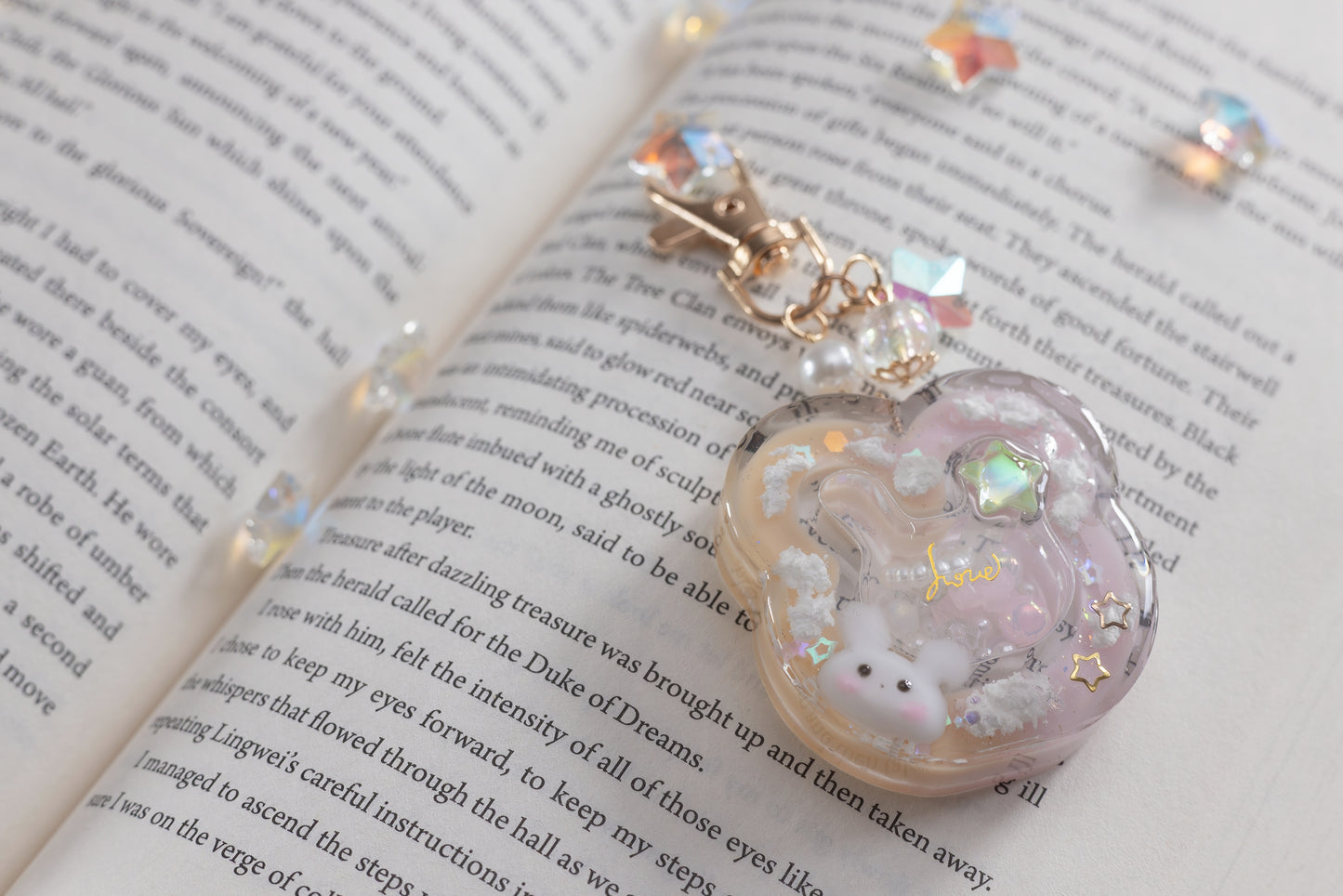 Bunny Cloud Shaker Keychain