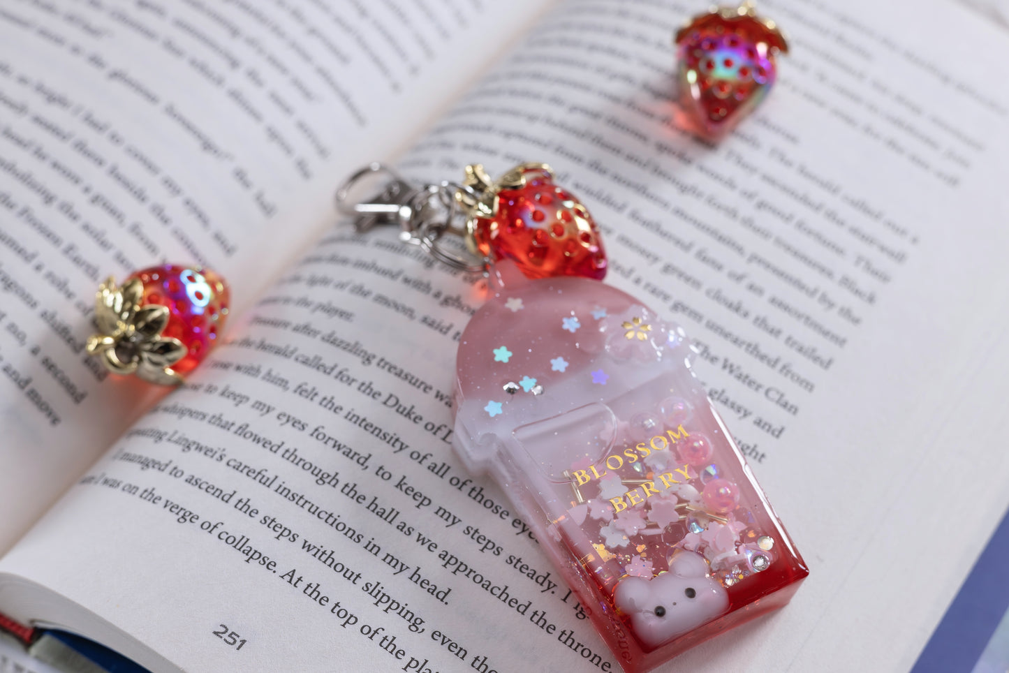 Cafe Blossom Berry Boba Tea Keychain