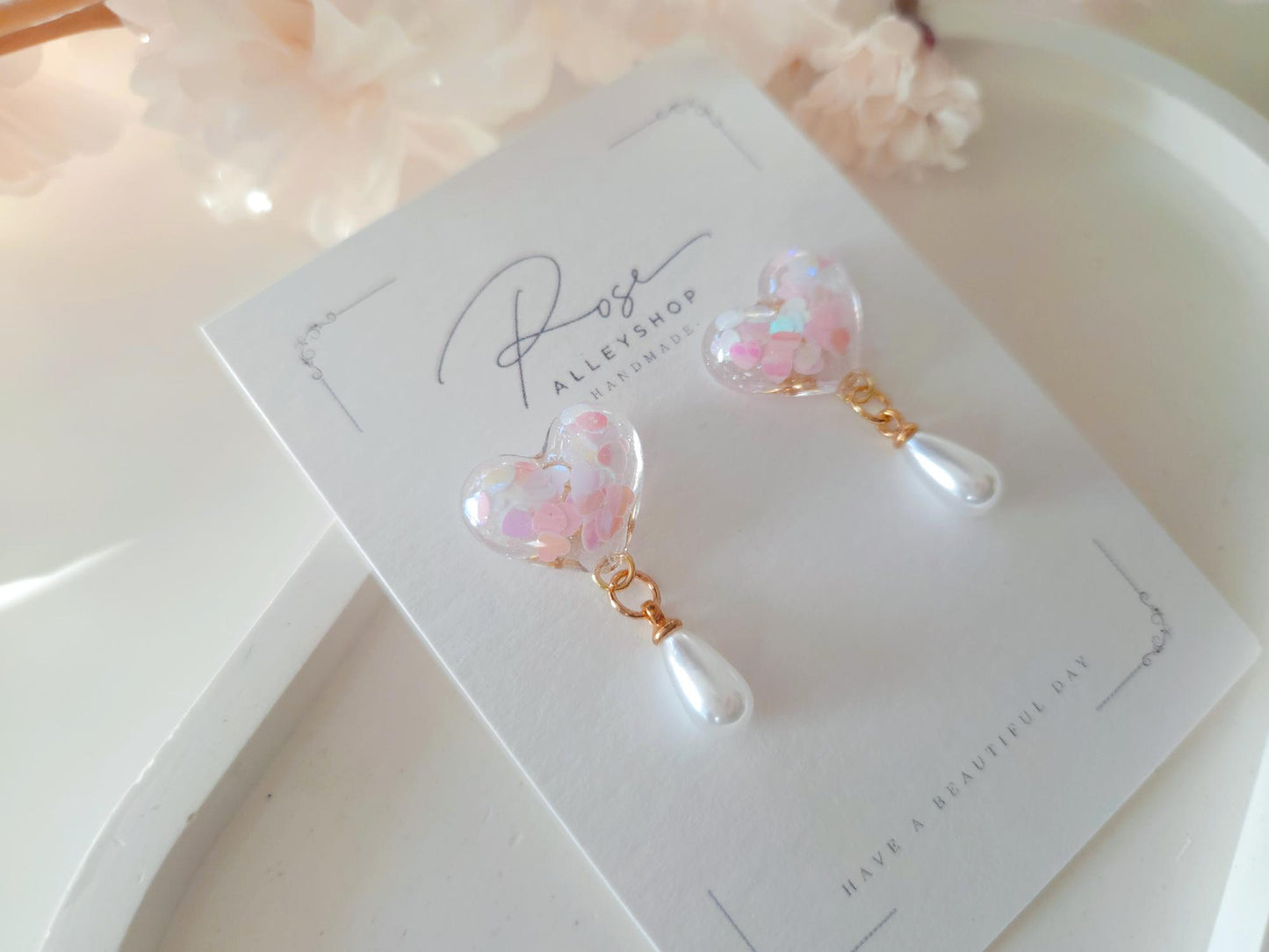 Glitter Dangle Heart Earrings