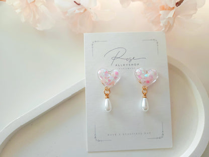 Glitter Dangle Heart Earrings