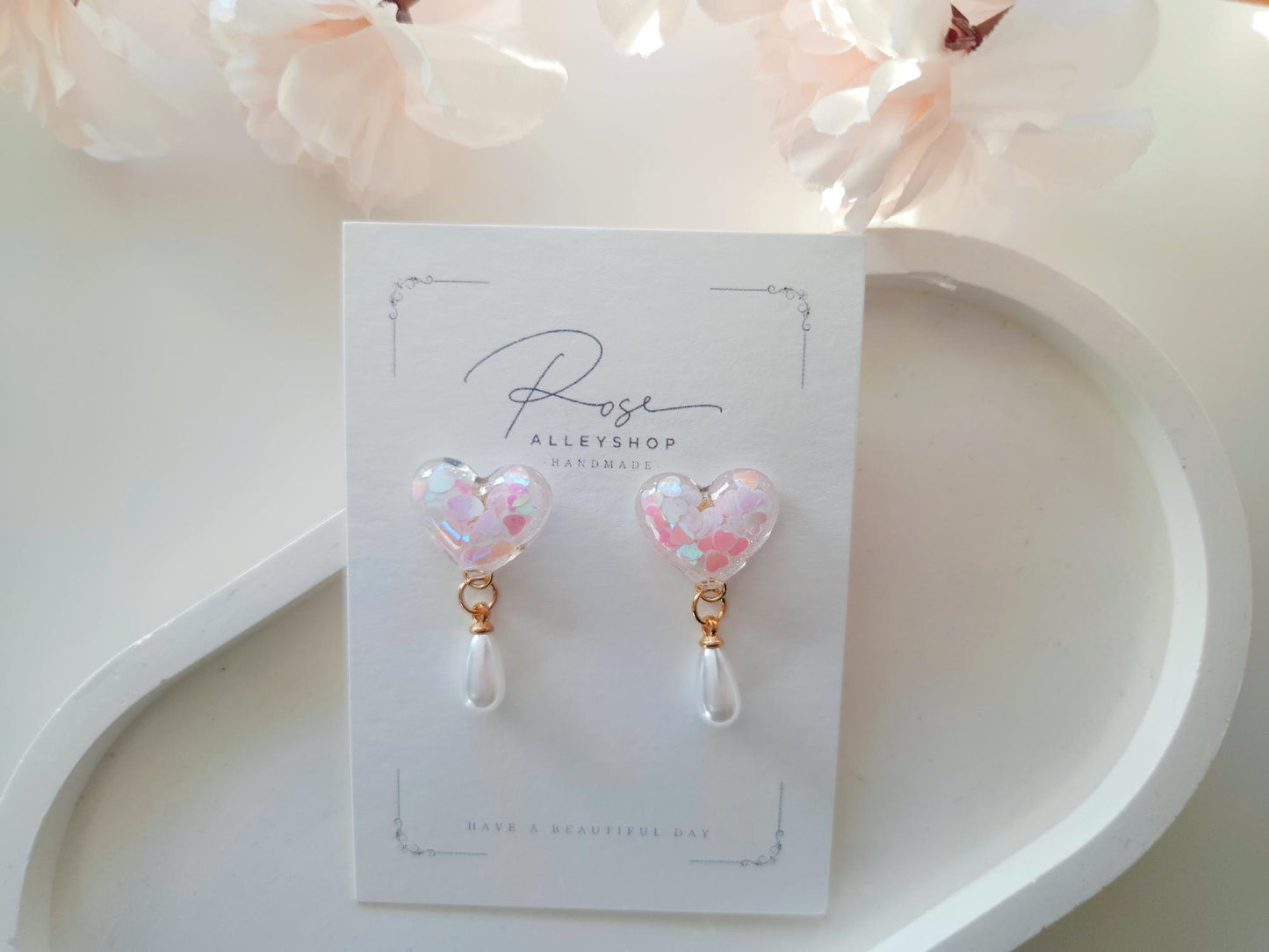 Glitter Dangle Heart Earrings