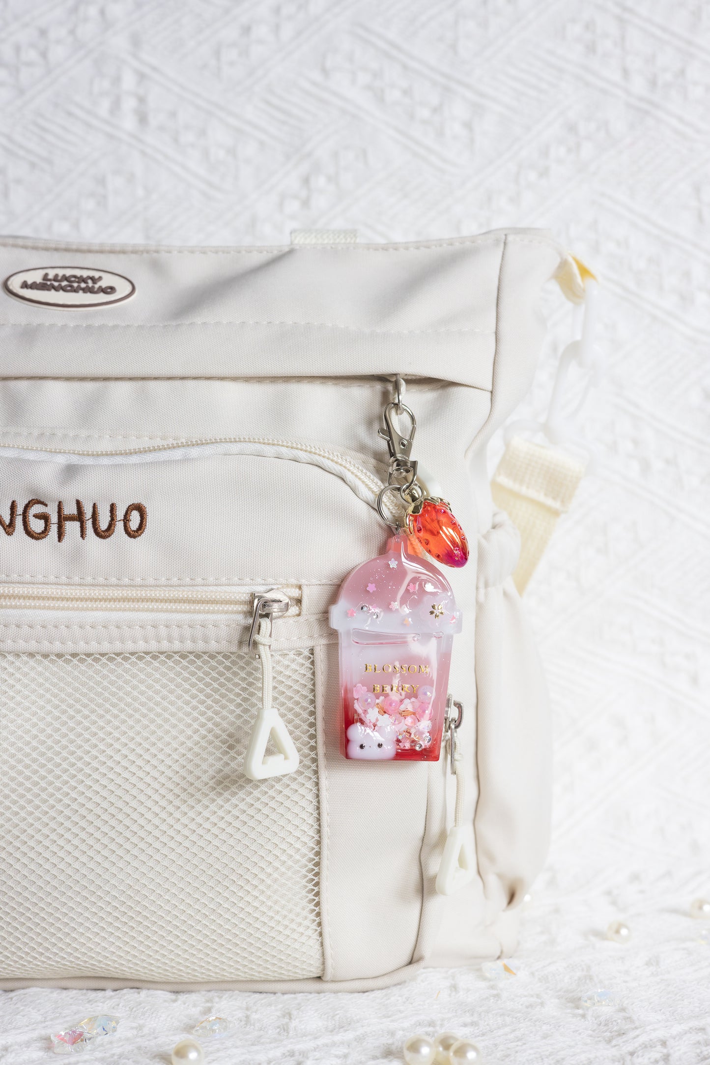 Cafe Blossom Berry Boba Tea Keychain